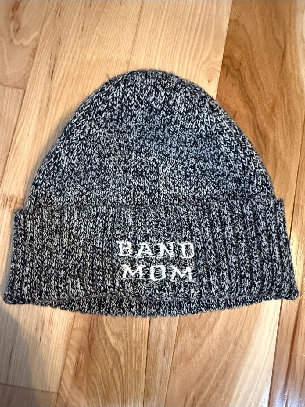Band Mom Embroidered Knit Beanie Hat - Gray